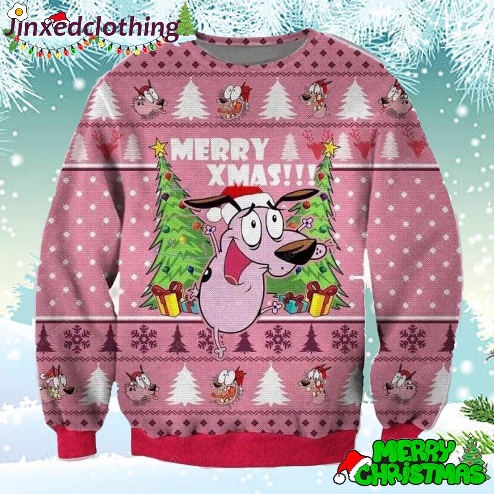 Cowardly Dog 3d Knitting Pattern 3d Print Ugly Christmas Sweater 